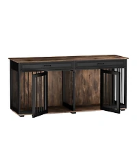 Homsee Furniture Style Dog Crates Large Wooden Pet Kennels with 2 Drawers