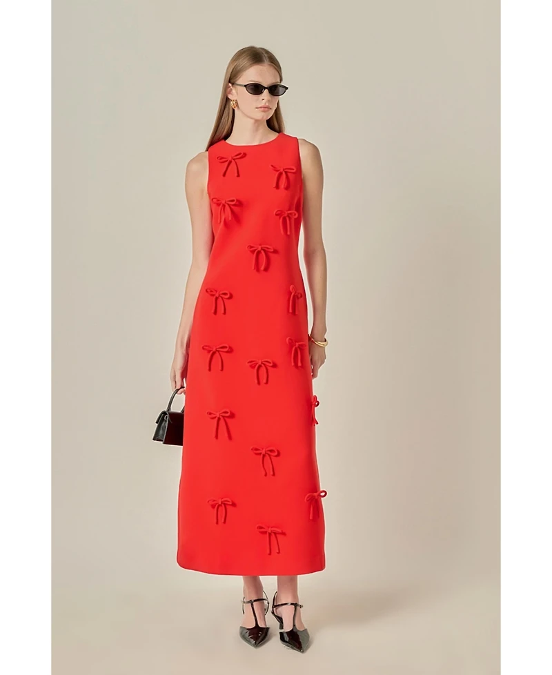 English Factory Women's Bow Detailed Sleeveless Midi Dress