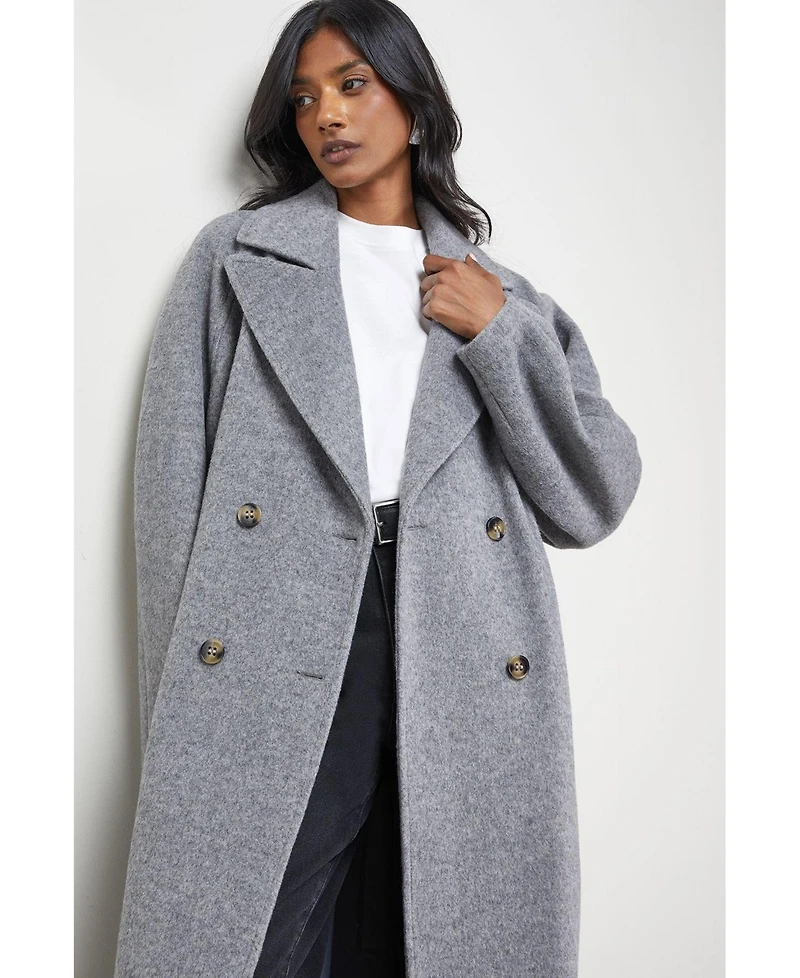 Warehouse Women's Oversized Pleat Back Detail Maxi Coat