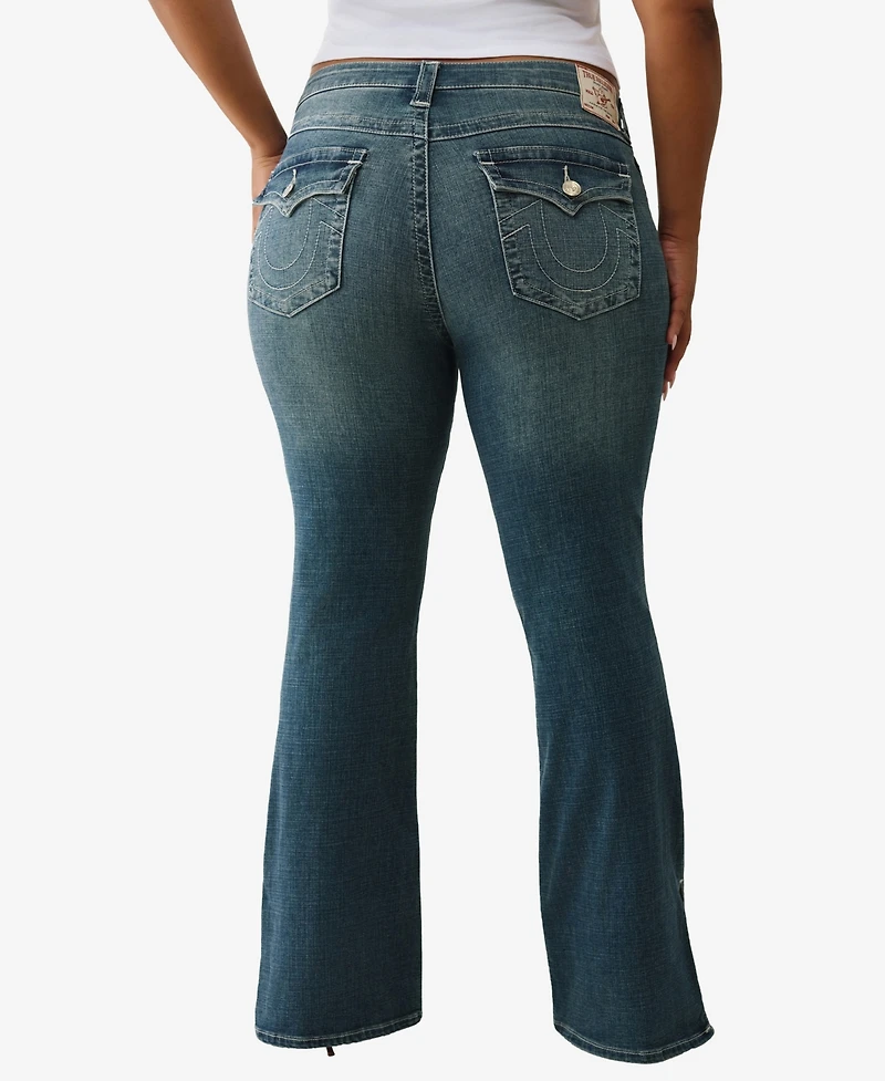 True Religion Plus Side Slit Becca Bootcut Flap Jeans