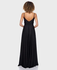 B Darlin Juniors' Sleeveless V-Neck Jersey Gown, Created for Macy's