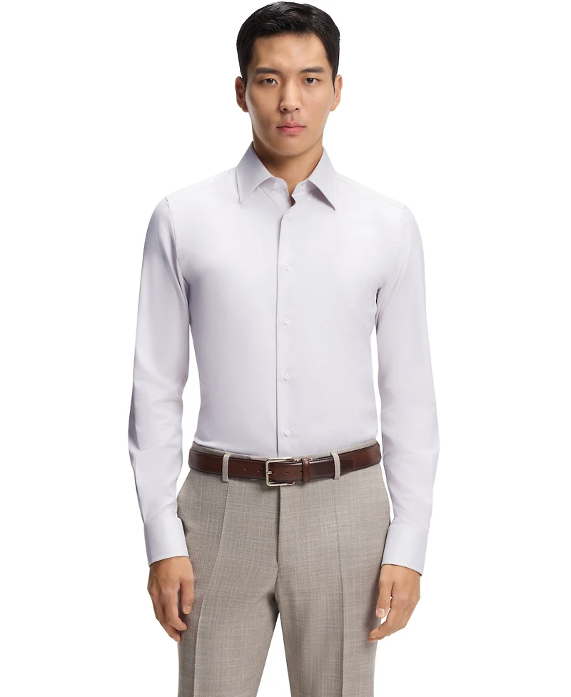 Boss by Hugo Men's Italian-Made Structured Cotton Slim-Fit Dress Shirt