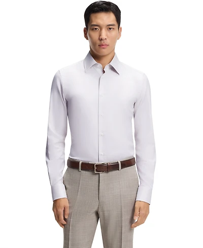 Boss by Hugo Men's Italian-Made Structured Cotton Slim-Fit Dress Shirt