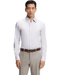 Boss by Hugo Men's Italian-Made Structured Cotton Slim-Fit Dress Shirt