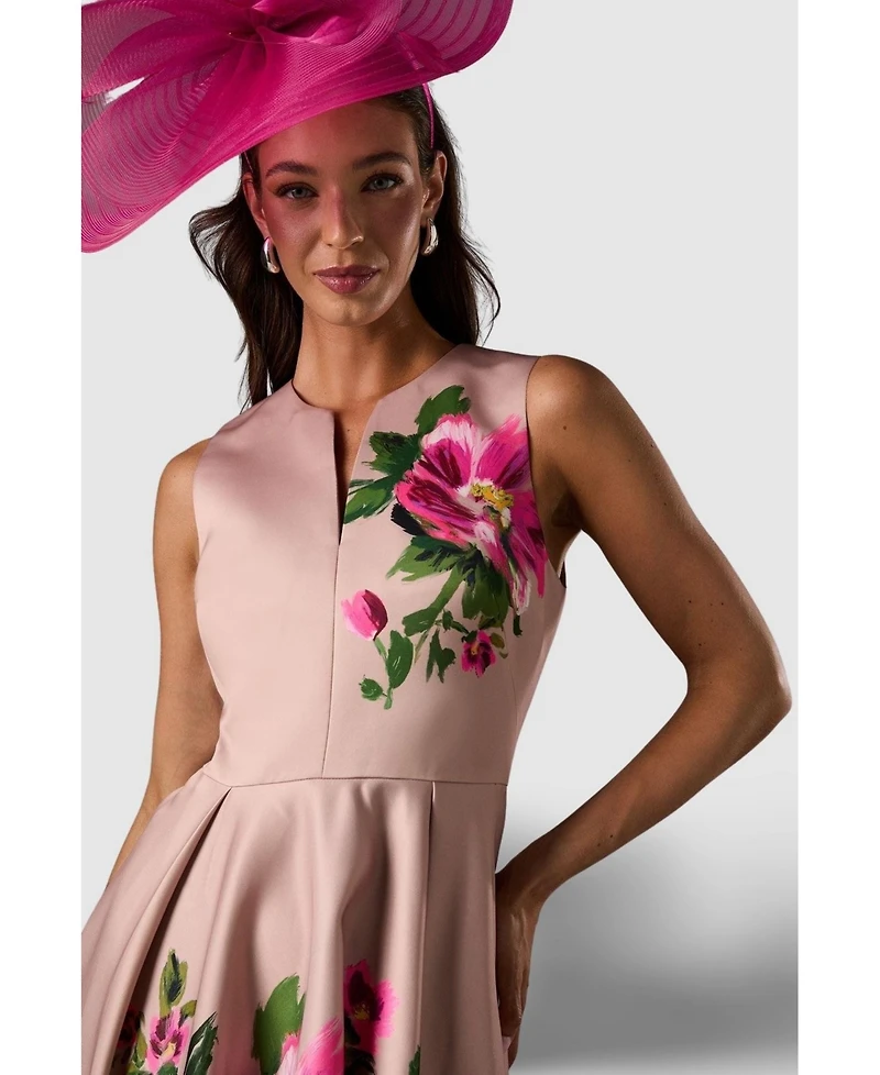 Coast Women's Notch Neck Placement Print Midi Dress