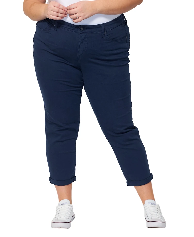 Slink Jeans Women's Color Mid Rise Boyfriend rolled 25.5" inseam Pant