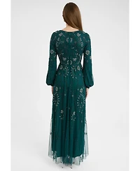 Maryisa Women's Modest Embellished Sequin Beaded Dress