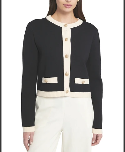 Elle Collection Women's Fine Gauge Lightweight Framed Cardigan Sweater