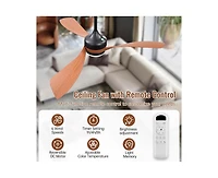 Sofucor 52-inch Modern Black Ceiling Fan with Led Light and Remote Control Dc Motor