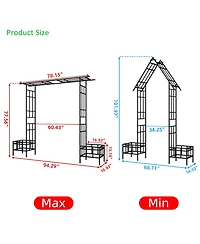 Streamdale Furniture Metal Garden Arch Adjustable Width Black