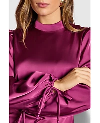 Coast Women's Blouson Sleeve Satin Midi Dress