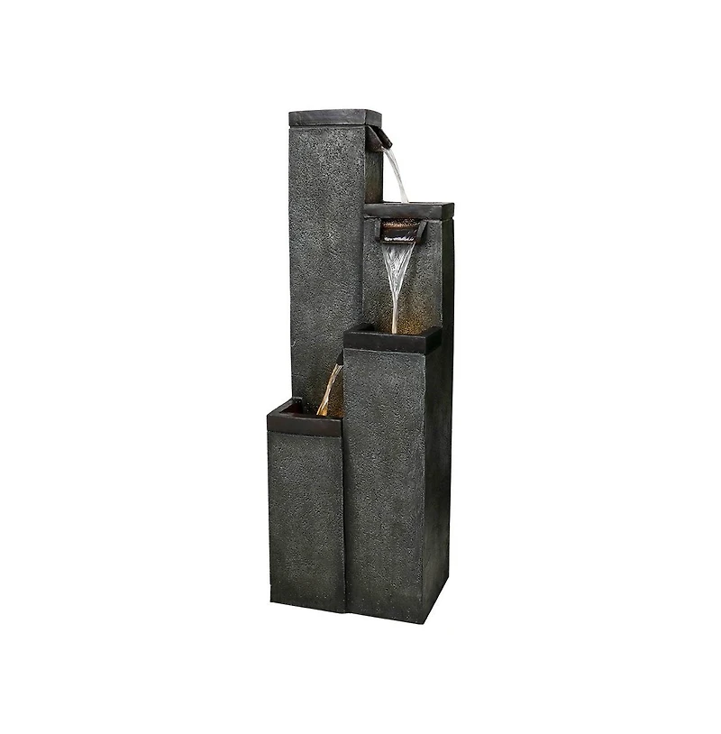 SunJet 4-Tier Modern Water Fountain, Indoor/Outdoor Resin Water Fountains with Soothing Water Sounds, Perfect for Garden, Patio, Home & Office