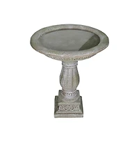 SunJet 23.8 Inch High Concrete Bird Bath with Carved Pedestal – Birdbath Sturdy & Elegant Design, Stone-Like Texture