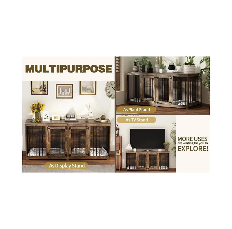 Homsee Dog Crate Furniture with Trays and Divider for Large Medium Dog