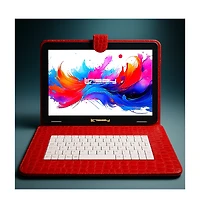 Linsay 10.1" Octa Core 256GB Storage Android 15 Tablet with Red Crocodile Keyboard