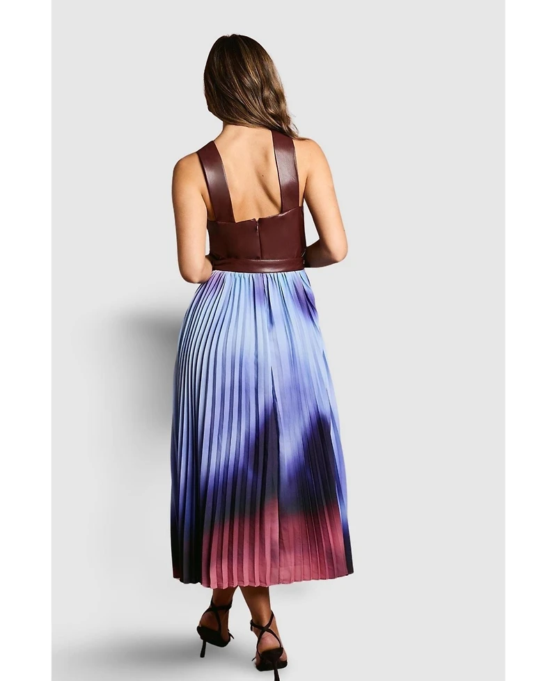 Coast Women's Pu Cross Neck Belted Midi Dress