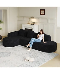 Streamdale Furniture Streamdale L-shaped curved modular sofa, modern lychee-textured polyester