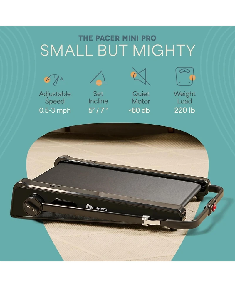 LifePro Smallest Portable Mini Walking Pad with Adjustable Handlebar