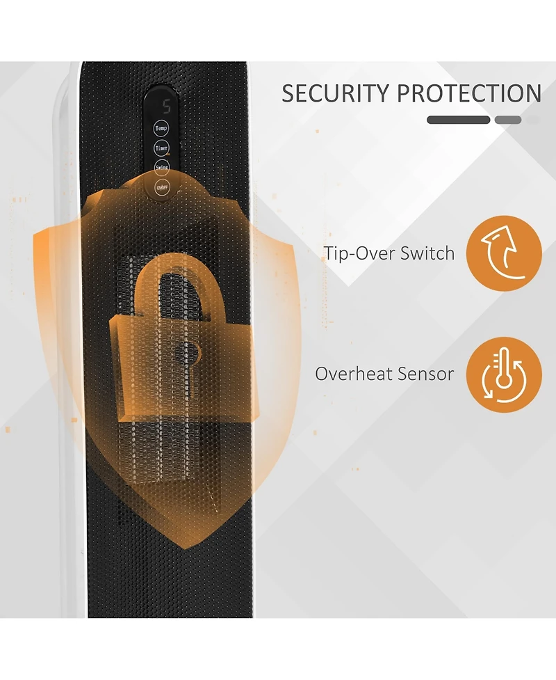 Portable Oscillating Ceramic Space Heater w/Remote & Anti-Tip, White