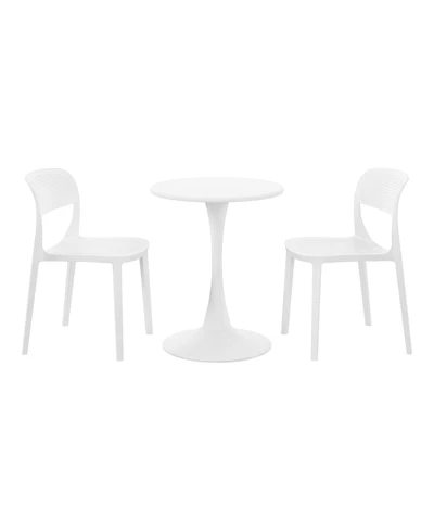 WestinTrends 3-Piece Round Metal Bistro Dining Table Set And Stackable Resin Patio Dining Side Chairs