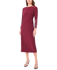 Msk Women's Long-Sleeve Crewneck Dress