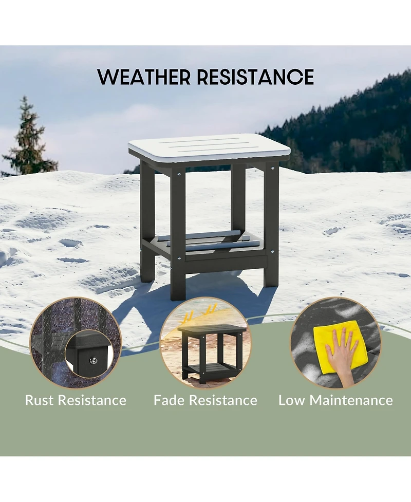 WestinTrends 2-Tier Outdoor Hdpe Modern Adirondack Square Patio Side Table