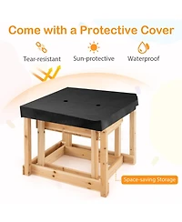 Sugift Wooden Sand And Water Tables With Protective Cover For Kids