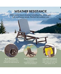 WestinTrends 3-Piece Polyethylene Outdoor Patio Chaise Lounge Chair with Wheels & Cup Holder Side Table