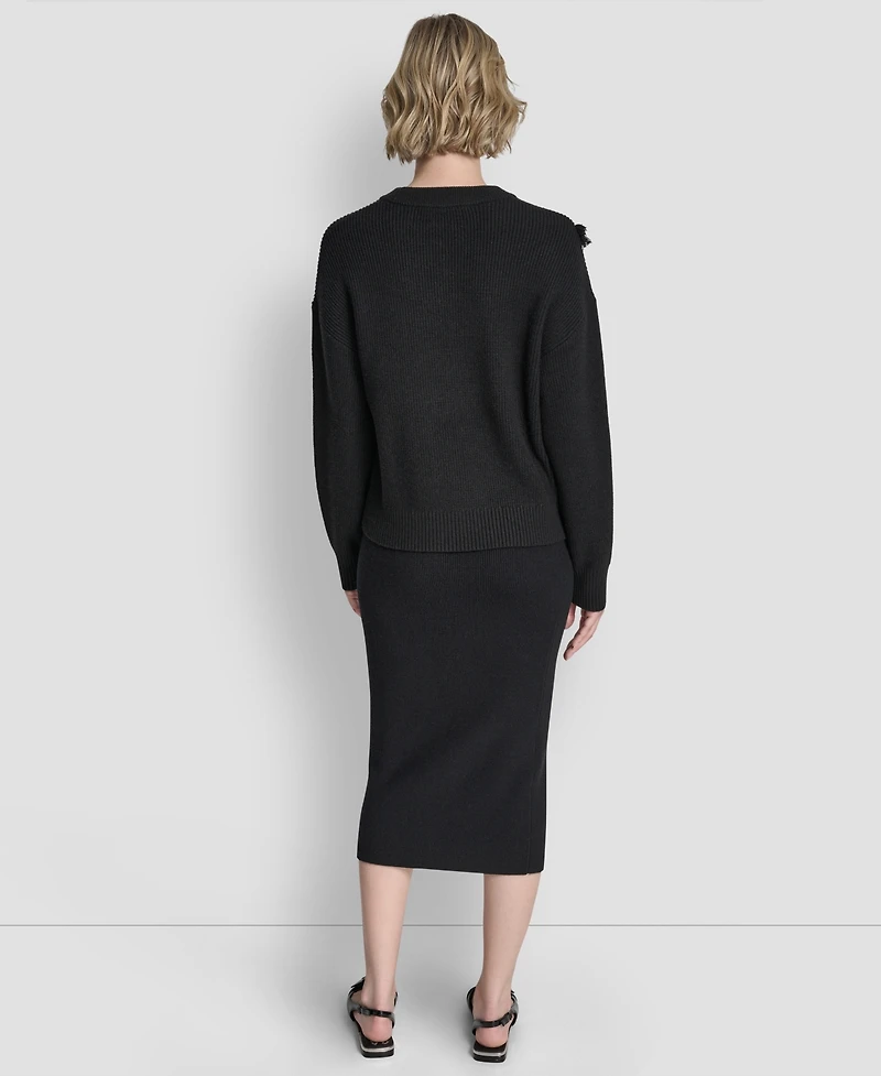 Dkny Women's Long-Sleeve Fringe Sweater