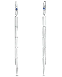 Macy's White Diamond (1 ct. t.w.) and Sapphire (0.03 ct. t.w.) Earrings in 10k White Gold