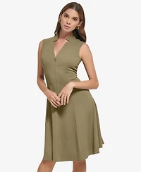 Calvin Klein Women's Collared V-Neck Knee-Length Dress