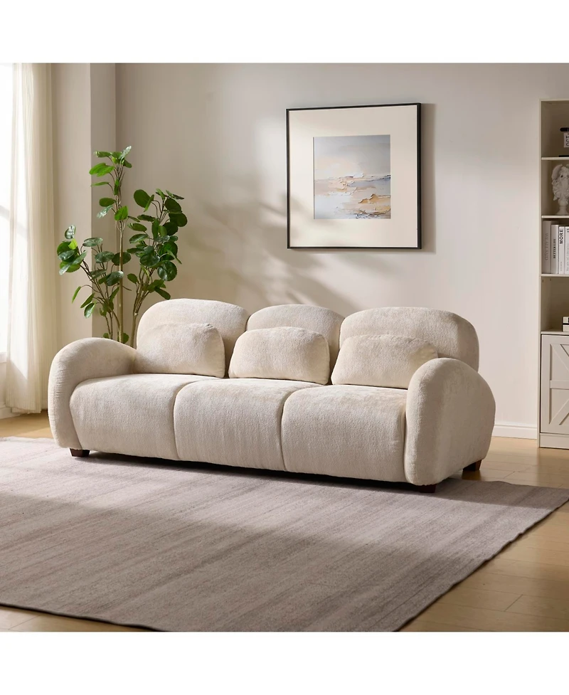 Streamdale Furniture 78 in. Modern 3 Seater Boucle Sofa with 3 Pillows, Beige