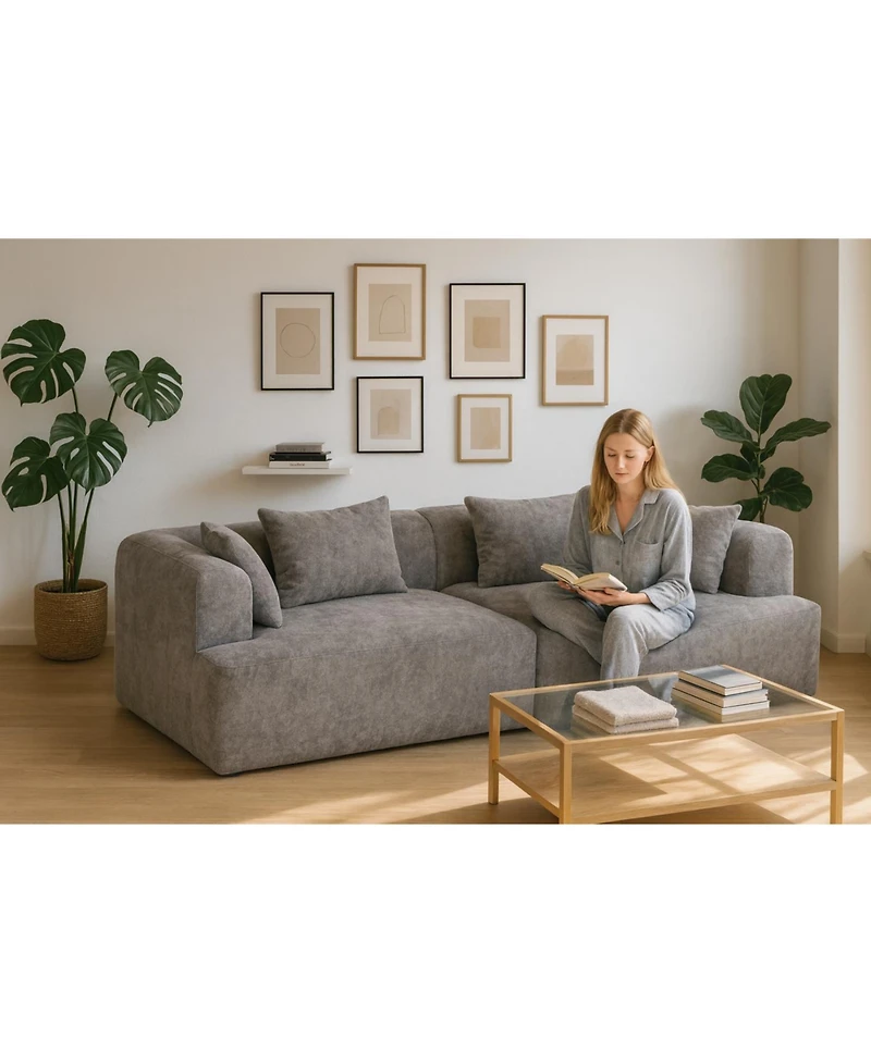 Streamdale Furniture Streamdale Full-Foam Modular Sofa, 96" Boucle 2-Piece Sectional with Rounded Arms