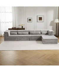 Streamdale Furniture 86" Modern Chenille 3-Seater Sofa with Rolled Arms & Wood Legs