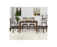 sumyeg 5-Piece Modern Dining Set with Rectangular Wood Table and 4 Upholstered Chairs