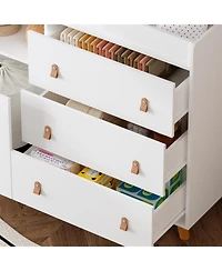 Homsee 4-Drawer Chest of Drawers Nursery Storage Organizer With Changing Table Open Shelf