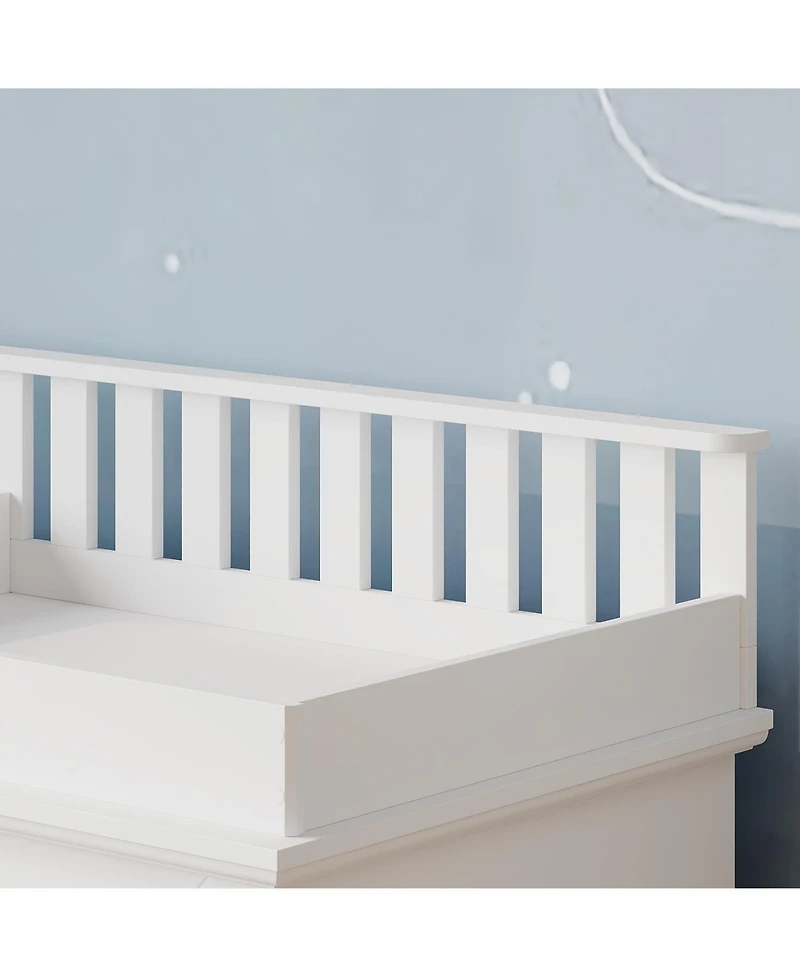 Homsee Changing Table with 7-Drawers, Guardrail Top, Anti-Tip Safety Feature