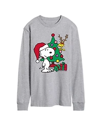 Airwaves Men's Peanuts Woodstock and Snoopy Christmas Graphic Long-Sleeve T-Shirt