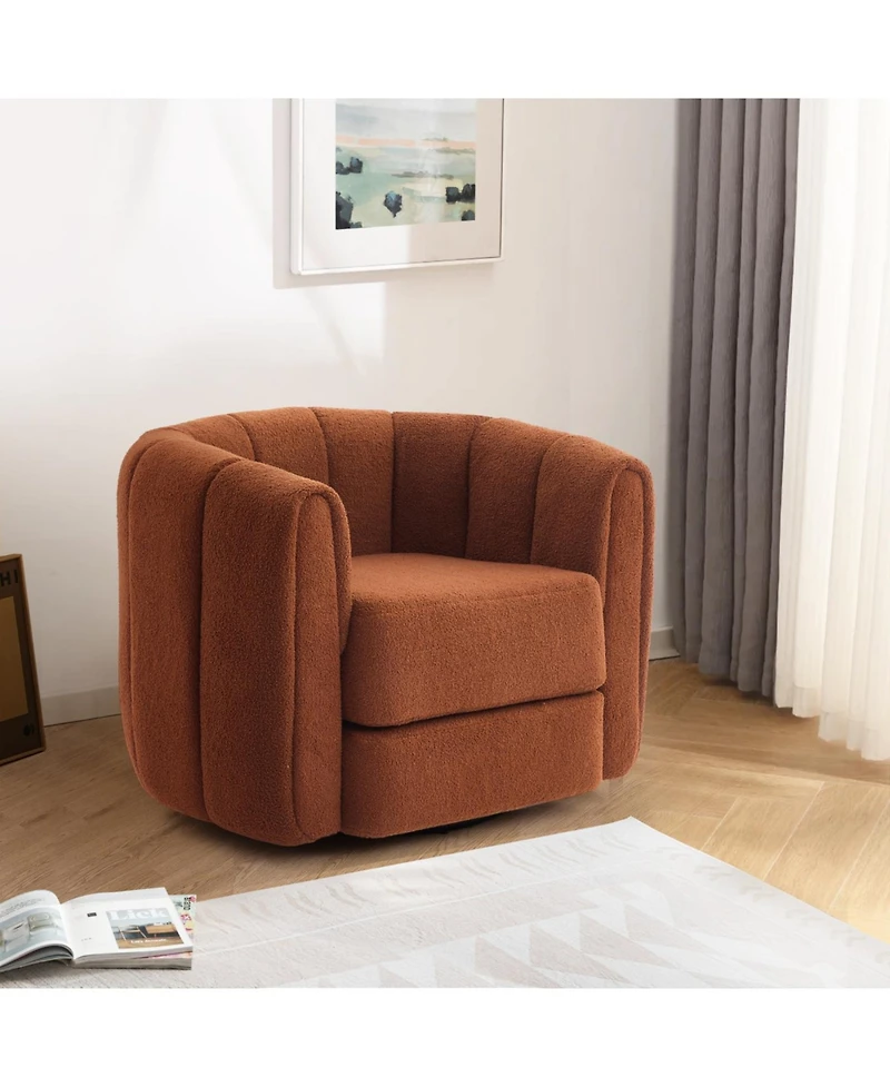 Streamdale Swivel Accent Barrel Chair, Modern Upholstered Round Armchair for Living Room