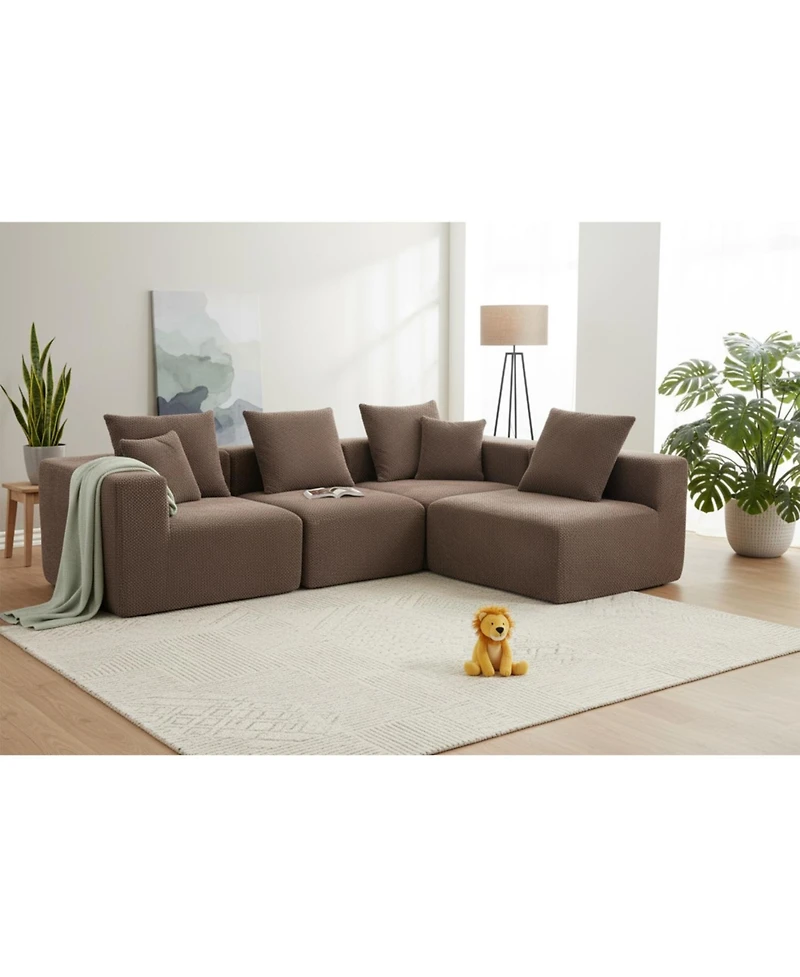Streamdale Furniture Modular Sectional Sofa, Full-Foam, Textured Brown Upholstery,