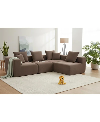 Streamdale Furniture Modular Sectional Sofa, Full-Foam, Textured Brown Upholstery,