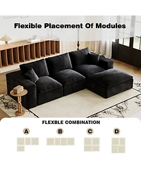 Streamdale 108" Cloud Sectional Couch with L-Shape Chaise, Modern Modular Sofa, Deep Seat, Plush Corduroy