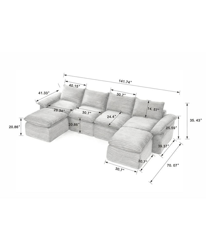 Streamdale Furniture Streamdale Modern corduroy cloud sofa