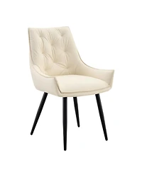 Streamdale Furniture Streamdale Dining Chairs Set of 4, Off White Faux Leather, Gold Mesh Texture, Black Legs (Set of 4