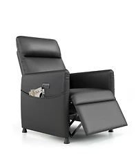 Streamdale Power Recliner Chair - Black Leather w/ Footrest, Padded Seat, Compact Design