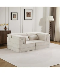 Streamdale Furniture Streamdale Compression Sofa, Convertible Floor Sofa Bed, Modern Oversized Loveseat, White
