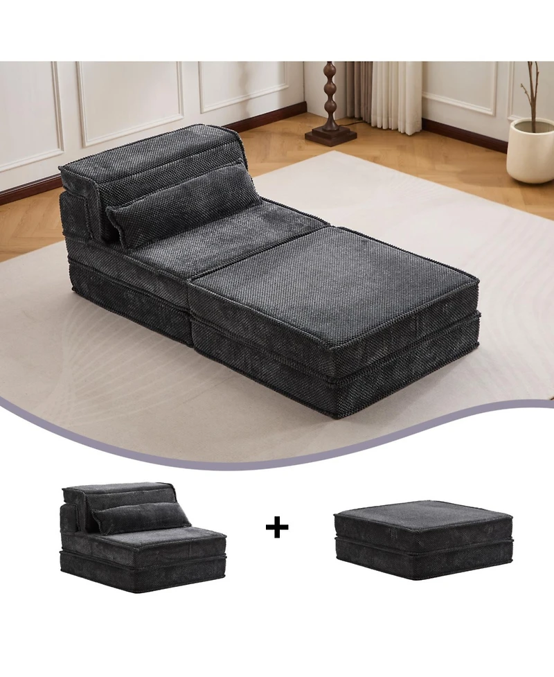 Streamdale Furniture Compression Sofa, Convertible Floor Sofa Bed, Modular Sectional, Dark Grey