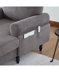 Streamdale Modern Minimalist Chenille Chaise Lounge Recliner Sofa with Wooden Legs & Side Pockets