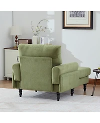 Streamdale Furniture Streamdale Modern Minimalist Chenille Chaise Lounge Recliner Sofa with Wooden Legs & Storage Pockets