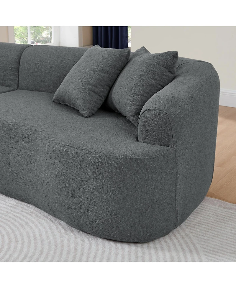 Streamdale Furniture Streamdale Curved Lamb's Wool Modular Sectional Sofa - Gray